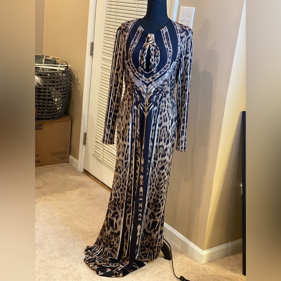 ROBERTO CAVALLI leopard-print long-sleeve dress - Picture 2 of 6